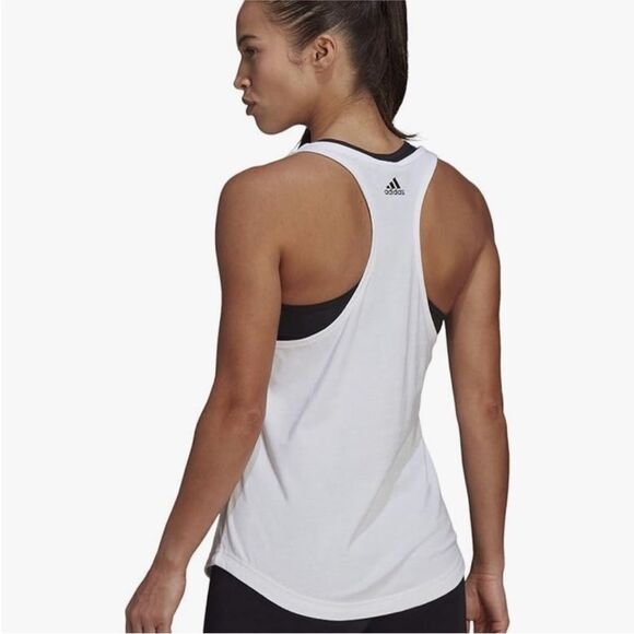 ADIDAS | NEW White & Black Racerback Graphic Tank Top Women’s Size Small - Picture 3 of 12